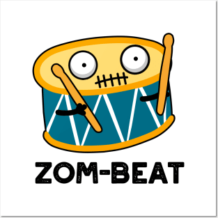 Zom-beat Cute Halloween Zombie Drum Pun Posters and Art